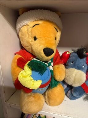 Holiday Plush — Yellow Bear with Green Scarf